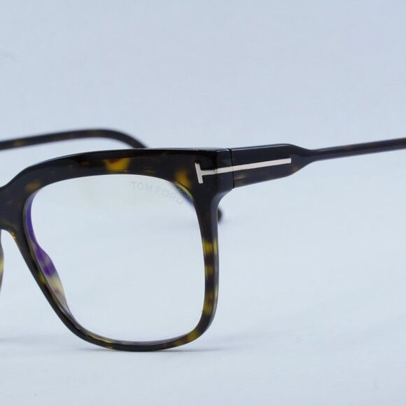 Tom Ford FT5768-B 052 Eyeglasses Havana Square Frame, Blue Light Block Lenses - Picture 2 of 10
